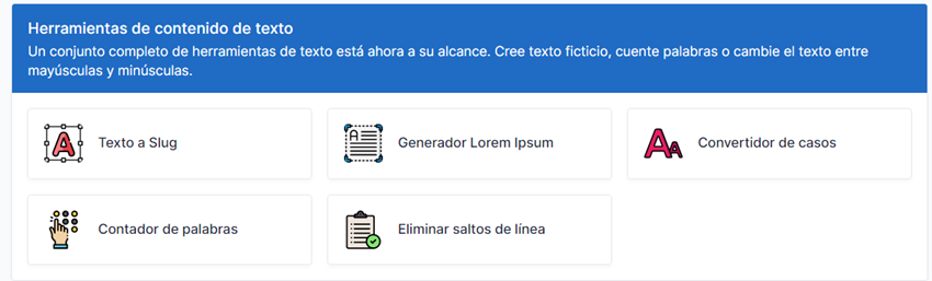 herramientas de contenido de texto